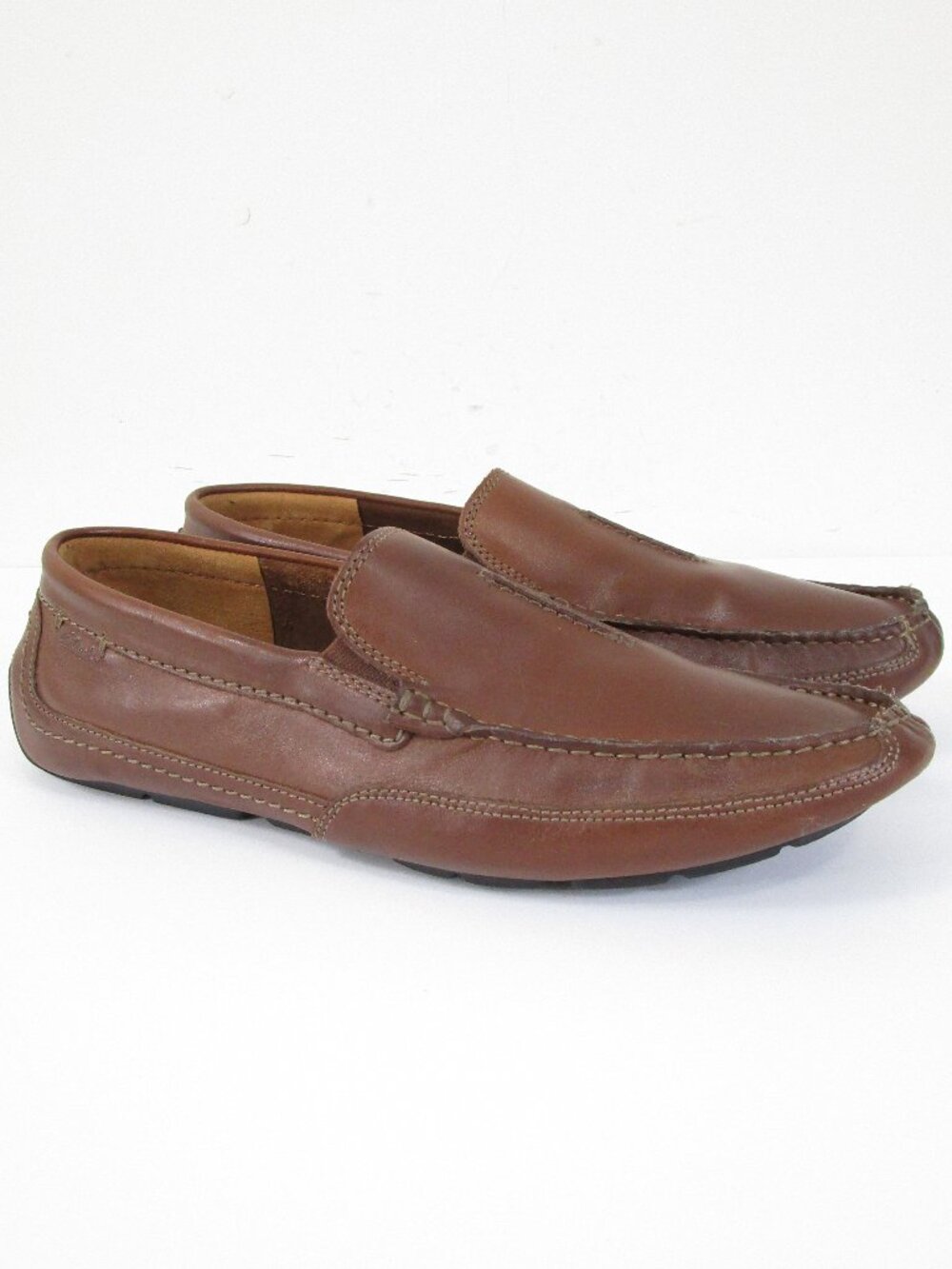 Clarks Collection Mens Brown Leather Loafers Slip On Dress Shoes 10.5
